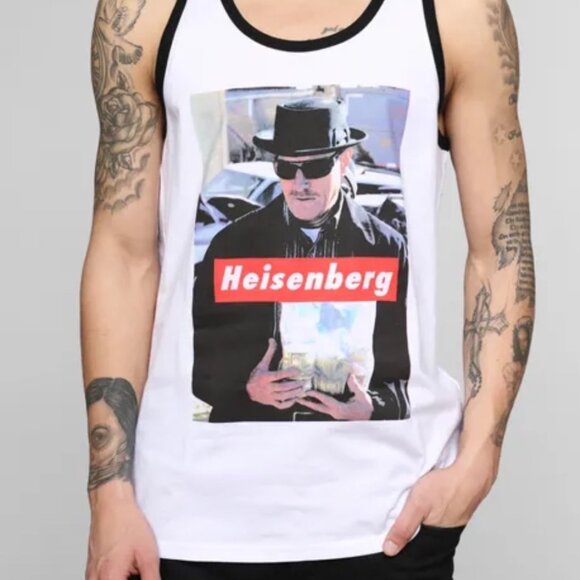 Breaking Bad Heisenberg Tank Top Mens L Black & White IML Cotton - Picture 1 of 5